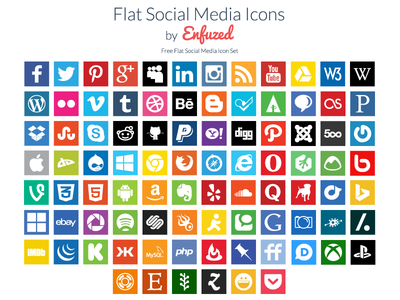 90 Free Flat Social Media Icons