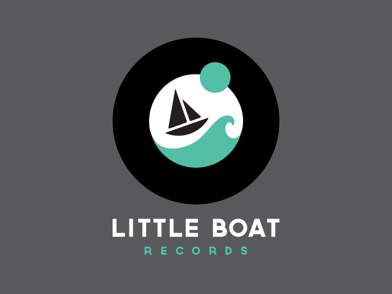 Little Boat Record Label logo icon record label boat wave ocean circle identity teal sailboat illustration