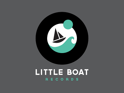 Little Boat Record Label boat circle icon identity illustration label logo ocean record sailboat teal wave