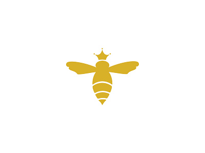Bee bee bumble crown gold illustration logo onecolor wings yellow
