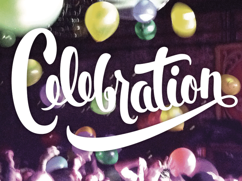 Celebration balloons brush celebration fun lettering orange party pencil process script