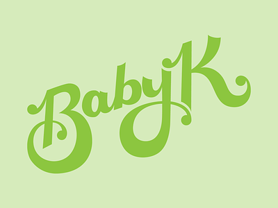 Baby K baby brush green lettering process script