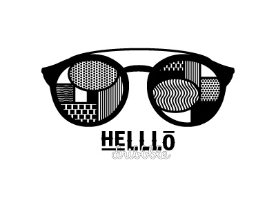 Helllo 2d black and white debut flat design illustration pattern type vector