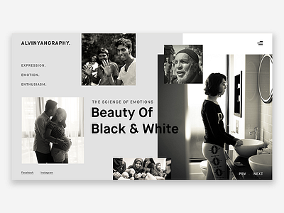 Black & White Landing Page blackandwhite emotion landing minimalist monotone people photograhy website