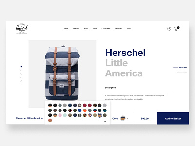 Herschel Product Page design ecommerce minimalist onlinestore productpage ui