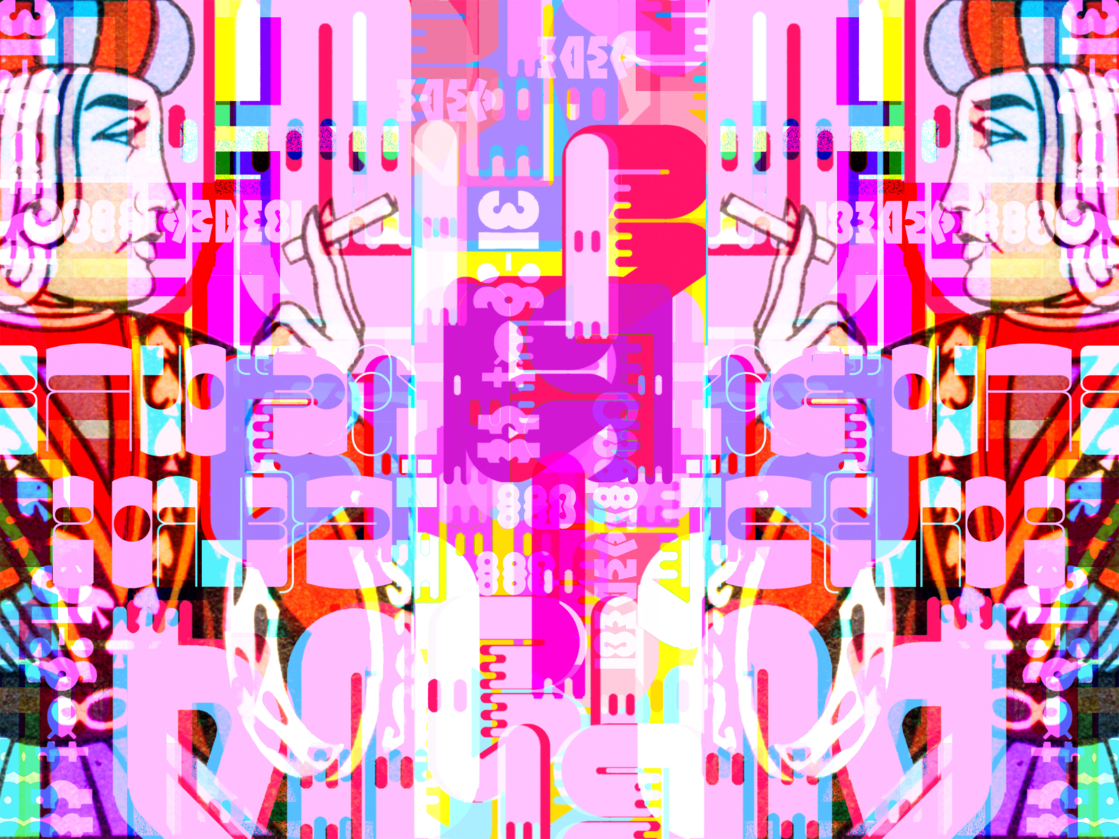 The Certain Same voidz multiverse typography symbols jacks kings mind magic letters languages language illustration symmetry digital art digital collage kanji characters big bold colors art