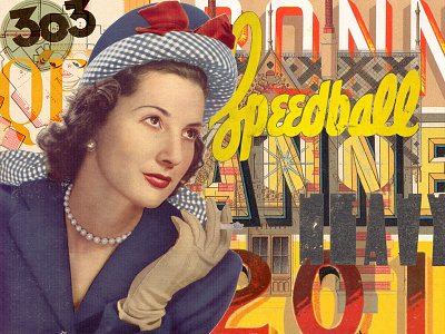 Veronique california collage poster print speedball type