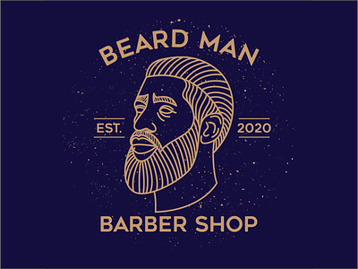 beard man logo badge beard man branding design gold illustration ilustractor line art lineart logo retro tshirt vector vintage