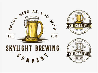 skylight brewing badge branding design hand drawn illustration ilustractor logo tshirt vector vintage