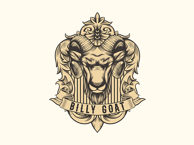 goat vintage logo hand drawing animal branding design illustration ilustractor logo tshirt vector vintage