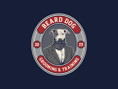 beard dog vintage logo design illustration ilustractor logo tshirt vector vintage