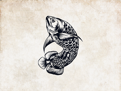 fish illustrator arwana fish ilustractor logo