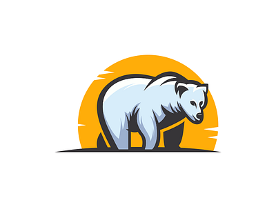 bear bear caracter design logo sun