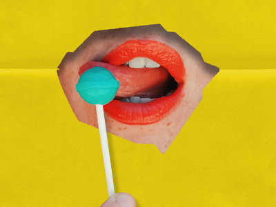 Lollipop collage colorful lips