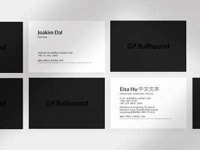 Business cards for GP.Bullhound brand identity branding bullhound business business cards cards flatlay gp identity logo logodesign minimalistic most most studios stockholm swedish