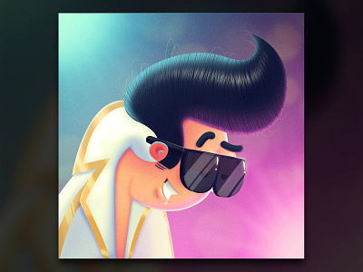 5 - 36 days of type cartoon character creative digital art elvis illustration photoshop pop star rock and roll swagger visualisation