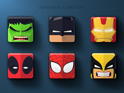 Super Hero Icons: Vol 1 batman cartoon character funny graphic design icon design icons illustration superheros