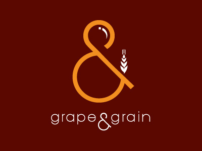 Grape & Grain Logo ampersand grain grape logo lowercase outline wheat