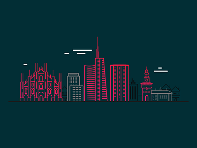 Milan - Skyline building city icon illustration italy monument outline vector