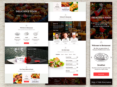 Landing page for Fresto restaurant and adaptive version adaptive design adobe photoshop landing page landing page design