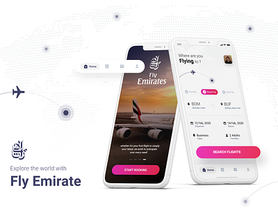 Flight Booking App - Emirates app design application booking emirates flight flight app flight booking flight search fly home page landing page mobile app ui ui design ux uxdesign