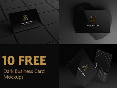 10 Dark Business Card Mockups Free PSD