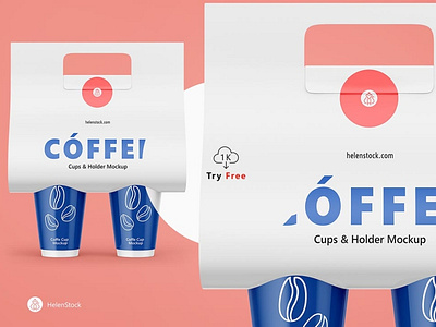 Coffee Cups and Holder Mockups Free Sample