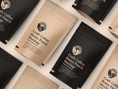 Craft Paper Coffee Pouch Bag Mockup Free PSD