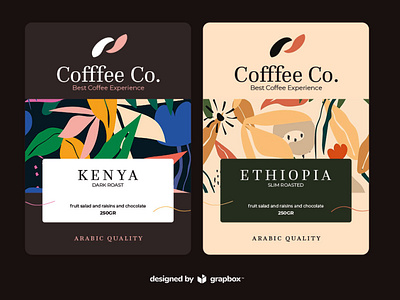 Coffee Label Concept with Seamless Floral Pattern