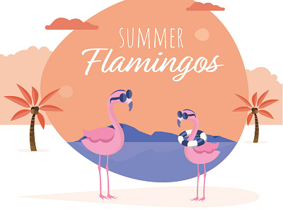 Free* Summer Flamingos flat illustration