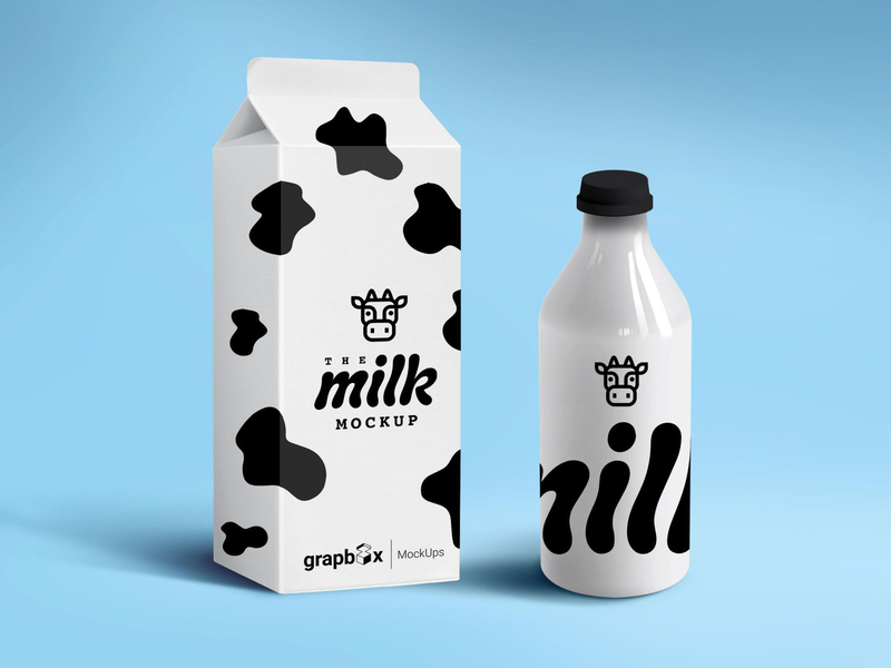 Download Milk Packaging Mockup by Grapbox™ on Dribbble