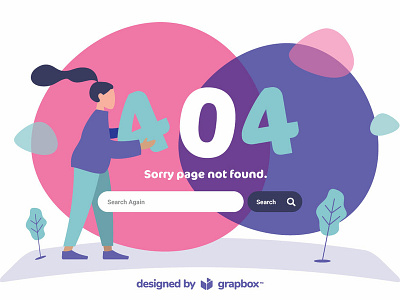 Error 404 with Search Bar Free Vector 404 page flat illustration