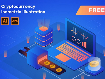 Cryptocurrency Isometric Illustration