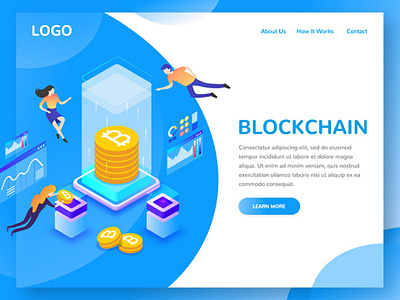 Blockchain Landing Free Vector