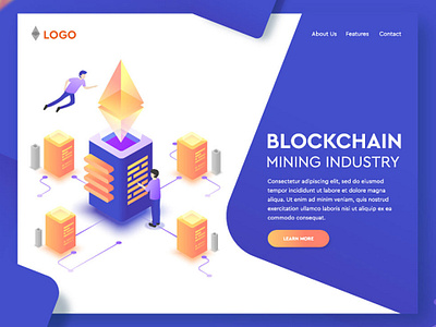 Blockchain Landing Page Free Vector