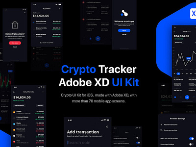 Crypto Portfolio Tracker UI Kit for iOS crypto cryptocurrency freebies ui xd