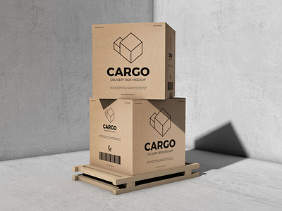 Packaging Cargo Delivery Box Mockup cardboard freebies mockup