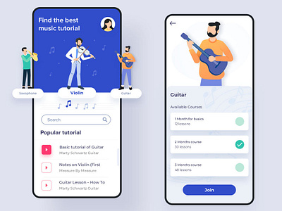 Music tutorial app [Sketch] freebies music ui ui design