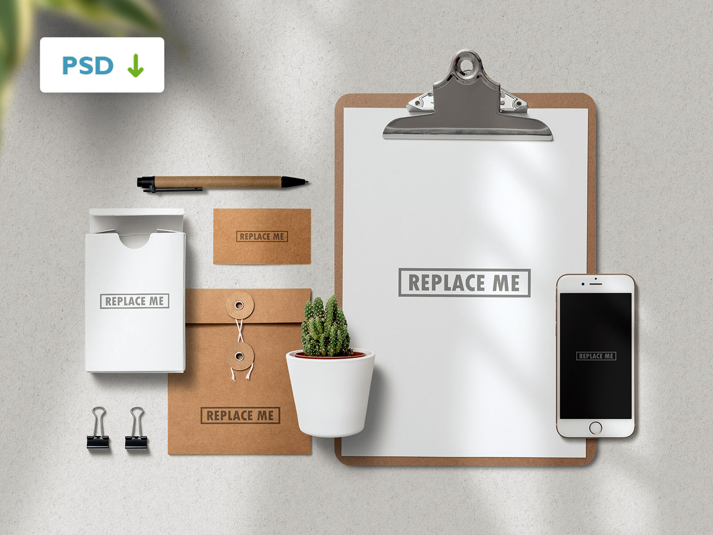 Download Stationery with Clipboard Mockup by Grapbox™ on Dribbble