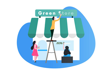 Green Store Ilustration freebies green store illustration store