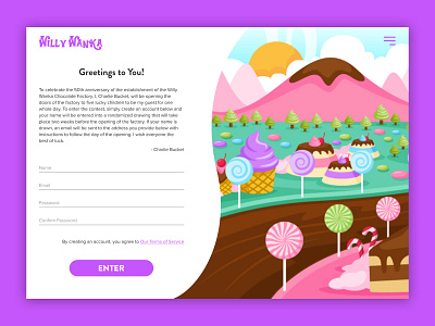 Willy Wanka Signup Page - Daily UI Challenge