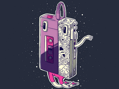 Traditional Walkman design digitalart illustration photoshop tattoo walkman