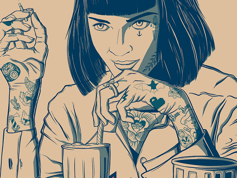 Mia Wallace - Pulp Fiction drawing character art rgb movie creative illustrator vector digitalart color adobe design photoshop illustration