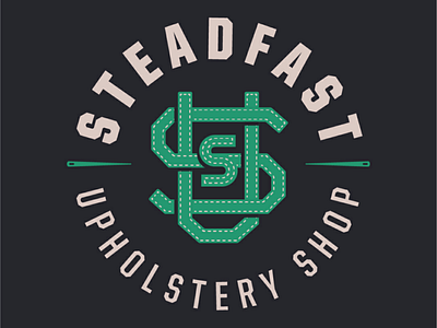 Steadfast Upholstery dark green logo monogram upholstery