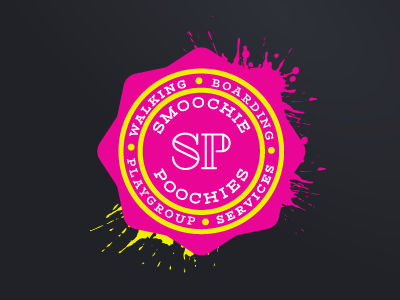 Smoohcie Poochies dog logo pink smoochie poochie yellow