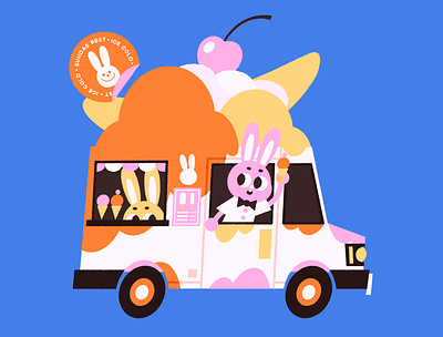 Sundae Best bunny character design digital art digital illustration ice cream ice cream truck illustration kids illustration vector vector illustration