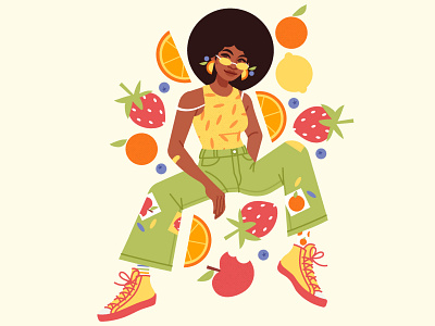 Citrusy apple character design digital art digital illustration fashion fashion illustration fruit fruits girl illustration lemon orange portrait strawberry vector vector illustration