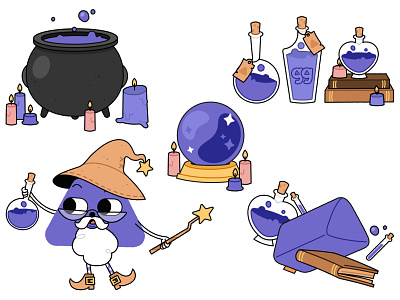 Potion cauldron digital art digital illustration illustration kids illustration magic potion spells vector vector illustration witch wizard