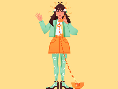 Hellohellohello! digital art digital illustration fashion girl illustration phone vector vector illustration