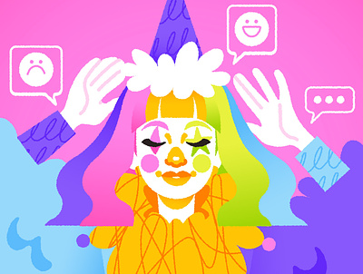 Clowning Around circus clown digital art digital illustration illustration portrait rainbow vector vector illustration